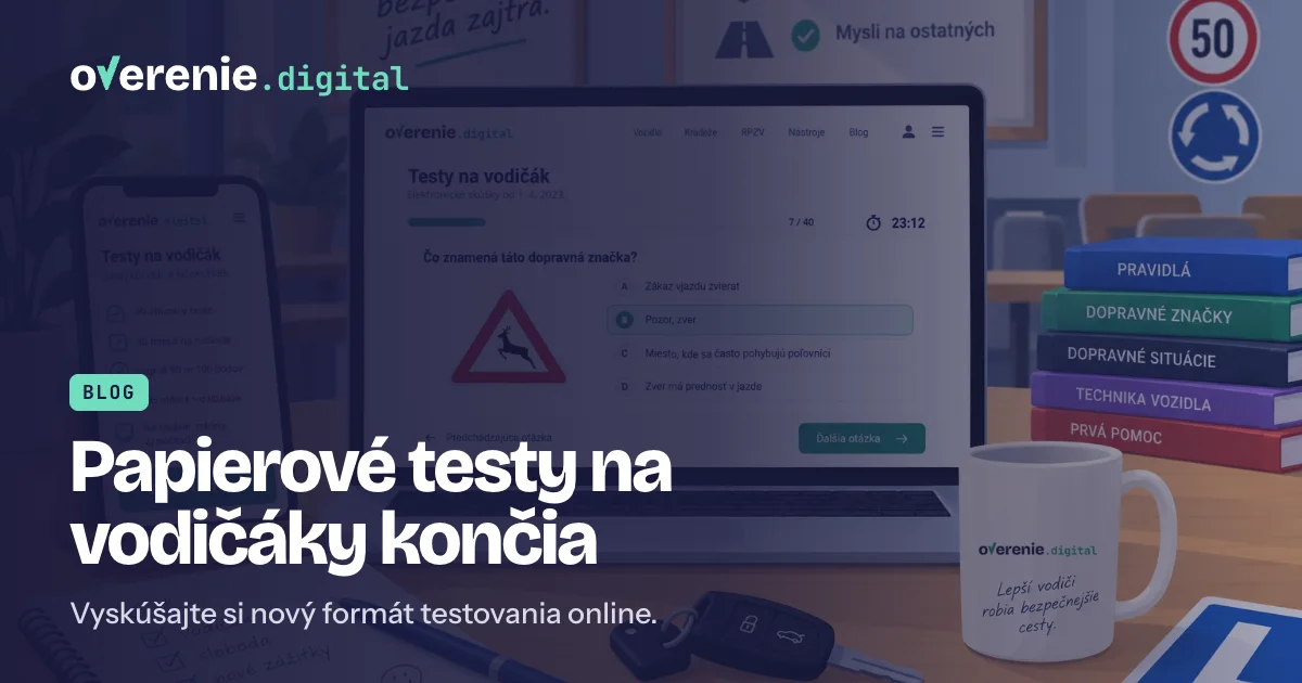 Ilustračný titulný obrázok k novým testom na vodičáky
